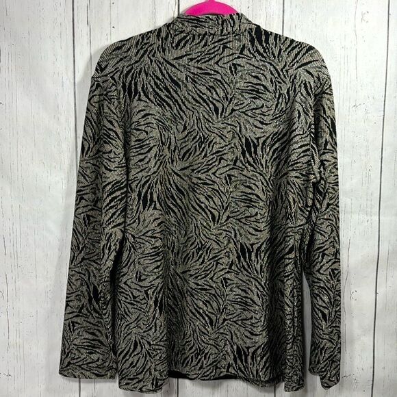 Chicos Travelers Metallic Black Gold Full Zip Long Sleeve Casual Printed Jacket - Picture 12 of 16
